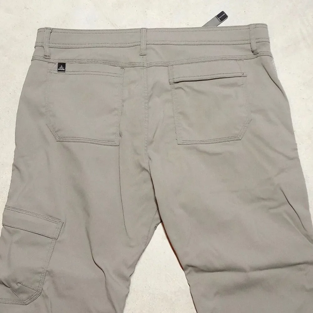 Prana Zion Hiking Pants Mens 38x30 Stretch Belted Vent Roll Up Snap Leg Cargo